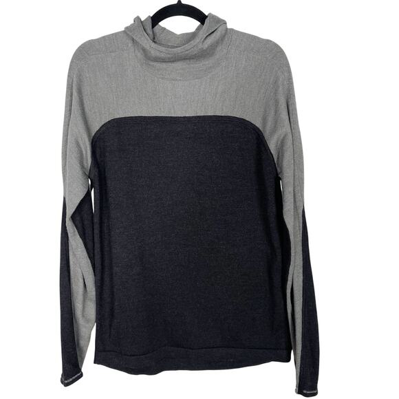 Lululemon Womens 8 Heather Gray Hooded Colorblock Sweater Light Grey Pullover - Picture 1 of 9